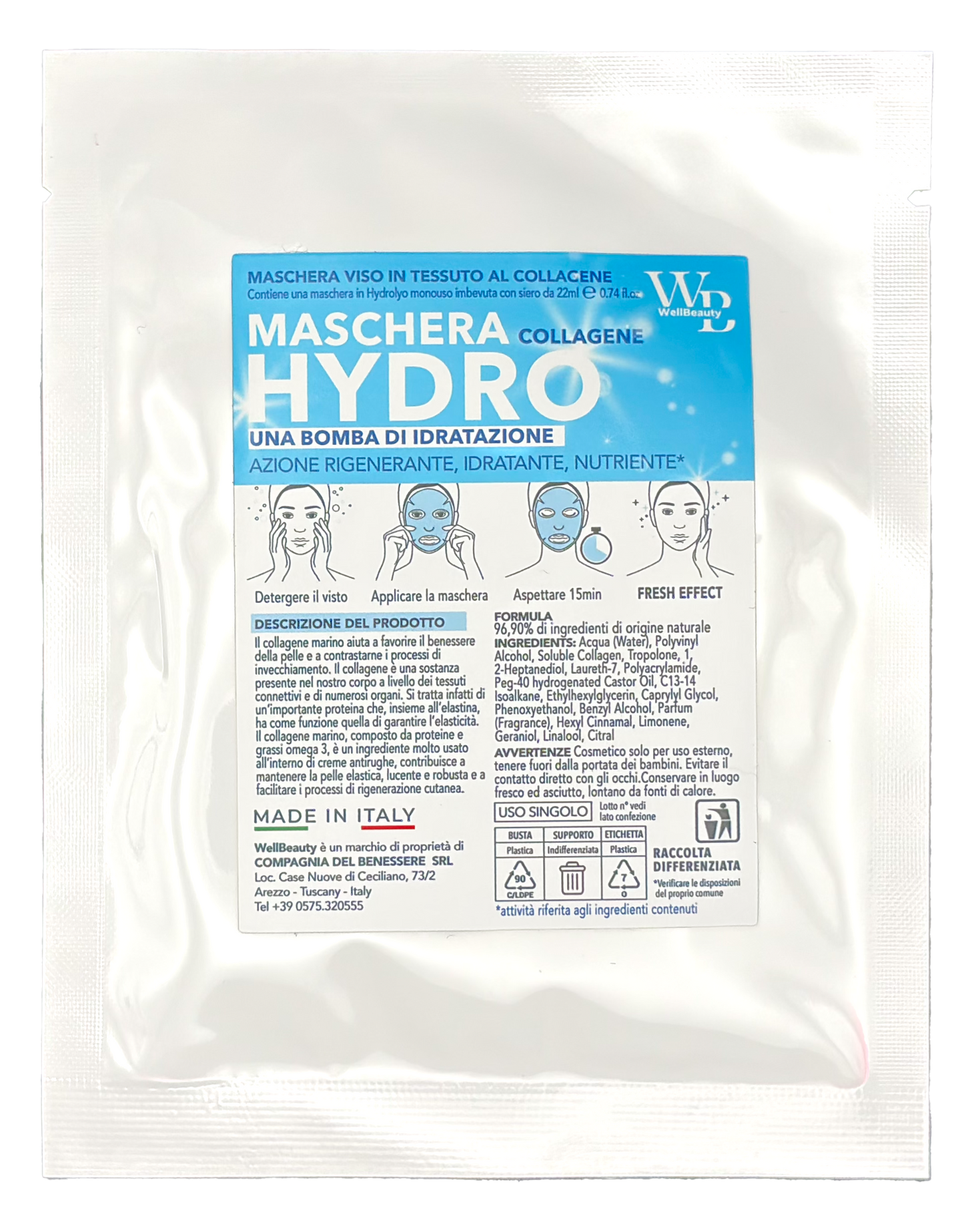Wellbeauty® HydroLyo - Maschera al Collagene Marino Viso
