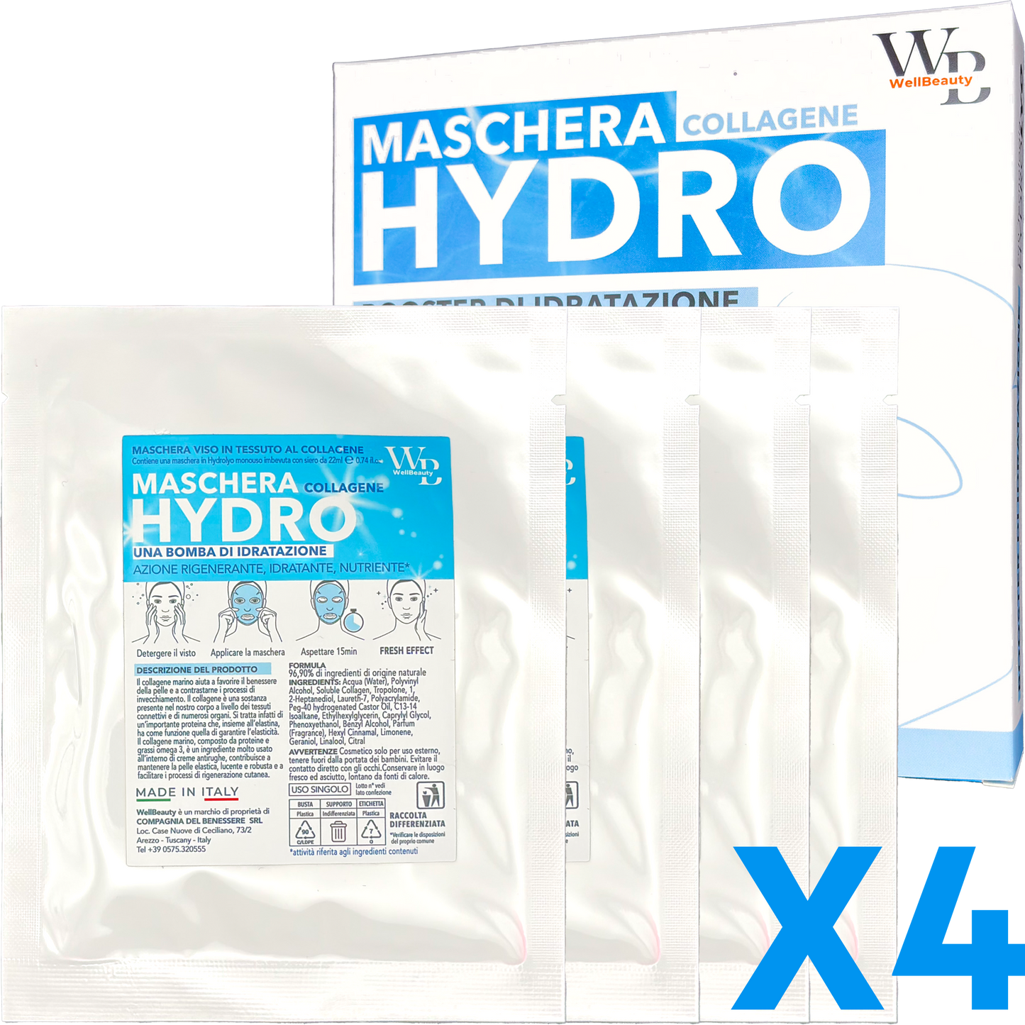 Wellbeauty® HydroLyo - Maschera al Collagene Marino Viso