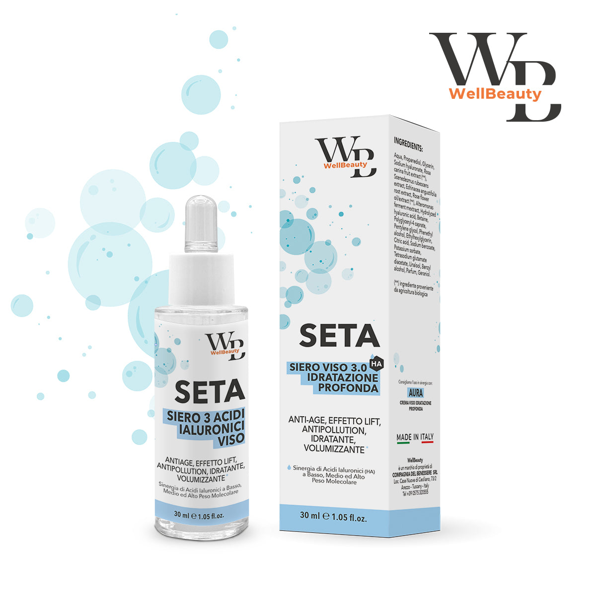 WellBeauty Seta Siero Viso ai 3 Acidi Ialuronici